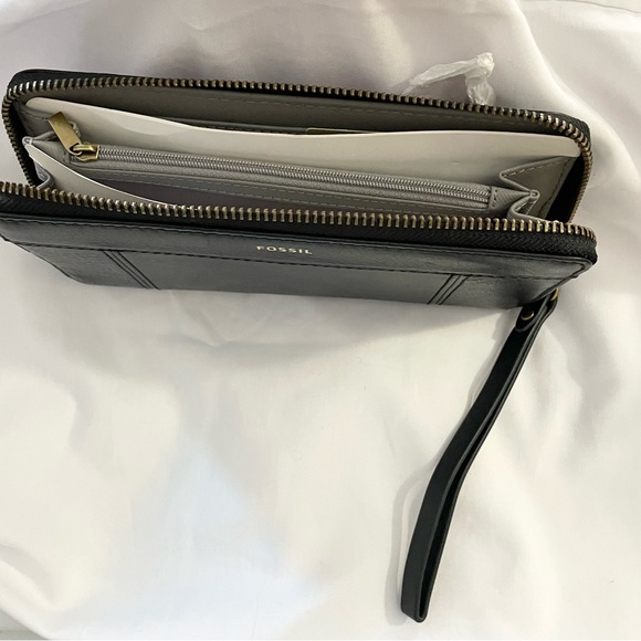 Jori RFID Zip Clutch Fossil midnight navy Leather Wristlet multi compartments - Picture 9 of 13